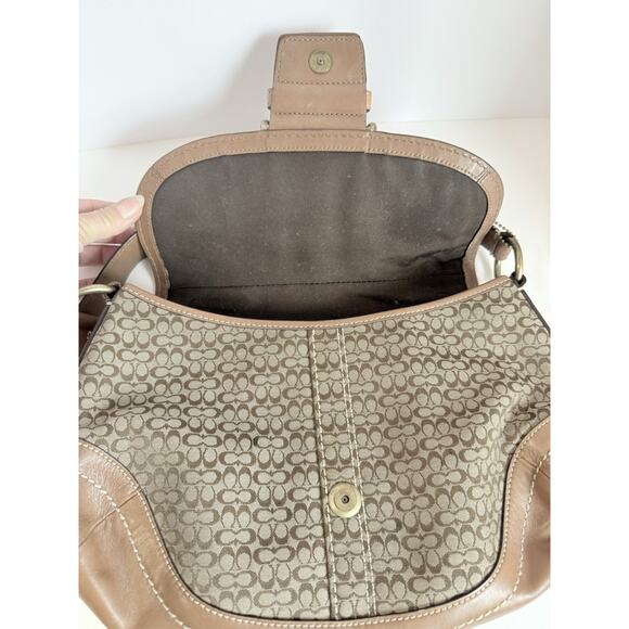 Coach Vintage Y2K Soho F11517 Signature C Canvas Patchwork Hobo Bag Tan - Picture 9 of 11